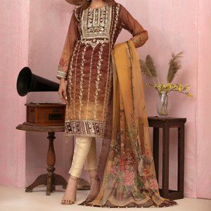 Tawakkal Fancy Zardozi Embroidered Banarsi Masuri Shalwar Kameez Pakistani XL/48
